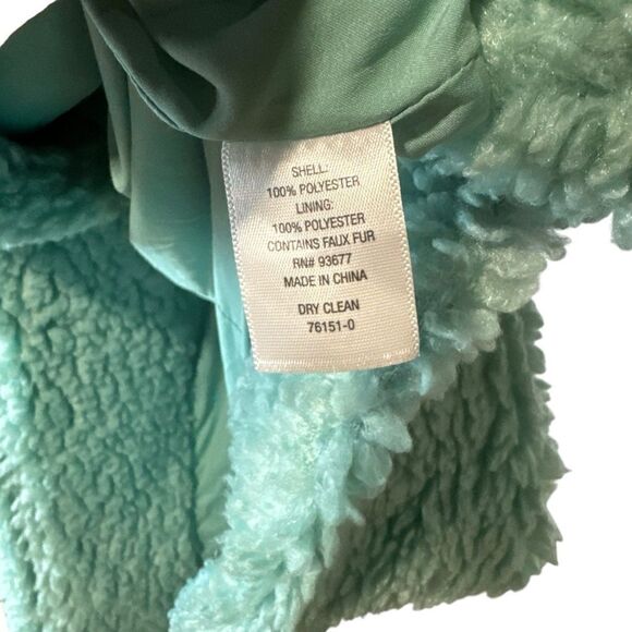 Worthington SeaFoam Green Blue Faux Fur Teddybear Shearling Double Breasted Coat - Picture 10 of 12